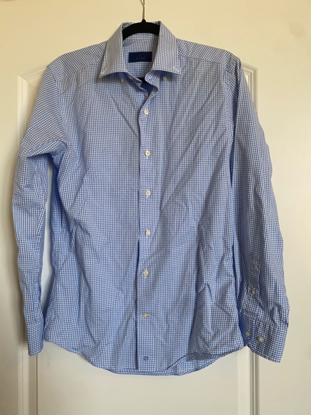 David Donahue Blue Micro-Check Dress Shirt